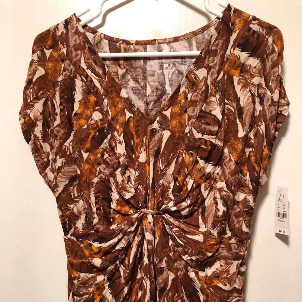 New York & Company Brown Twist Sleeveless Top
